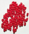 100 4x6mm Transparent Matte Red Drop Beads
